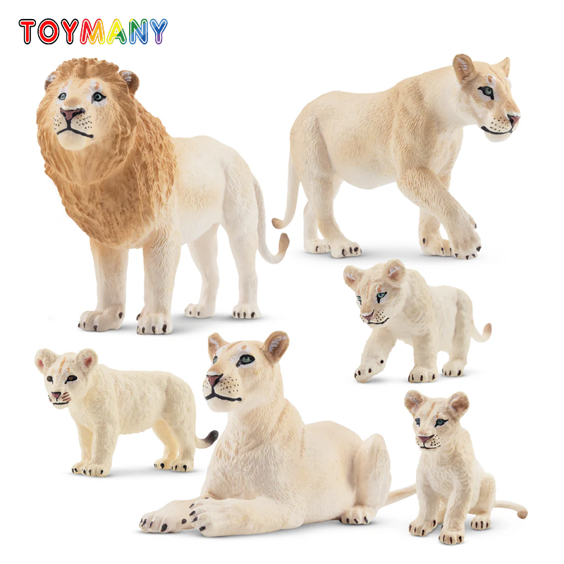 Kids Toys Variety - 6Pcs 시뮬레이션 화이트 라이온 가족 동물