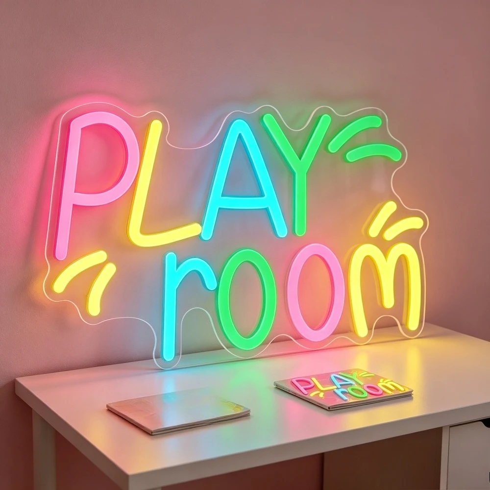 Kids Play Zone Toys - 플레이룸 네온사인 벽 장식용, 어린이방, 장난감