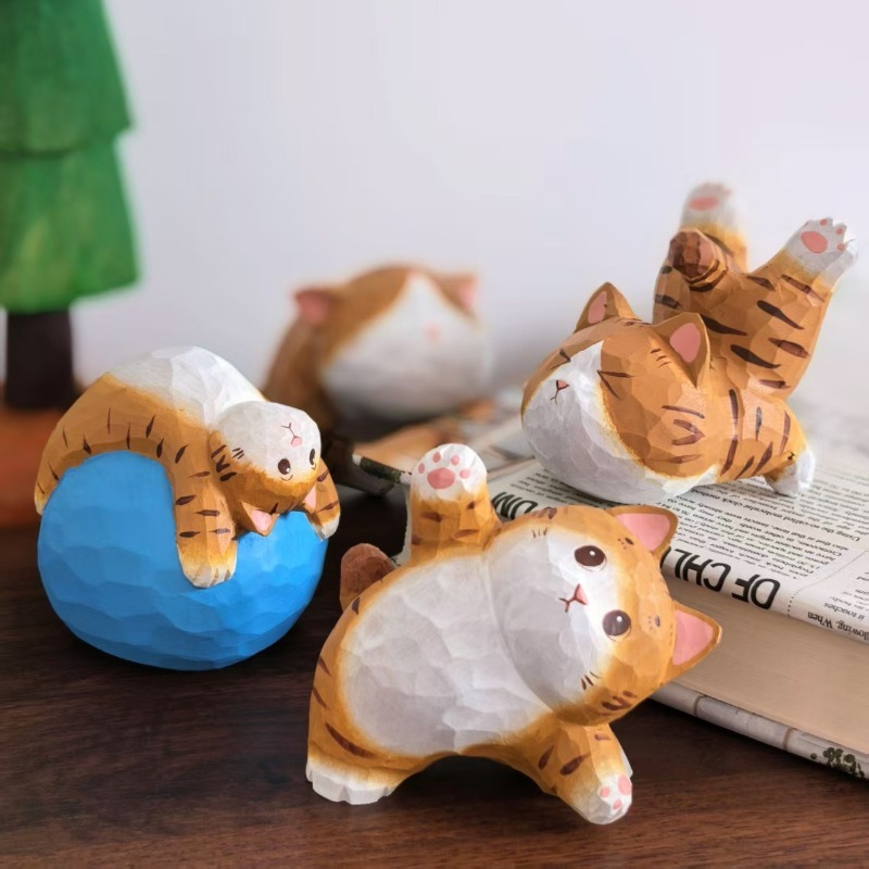 요가 고양이 수제 나무 고양이 장식품 귀여운 고양이 집 - Kids Yoga Toys 리뷰 및 가격
